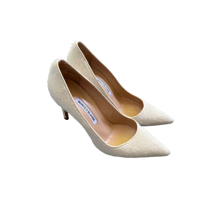 Manolo Blahnik White Pony Hair Pumps