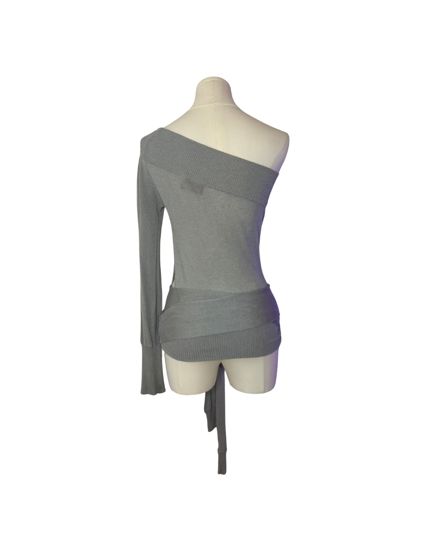 Dolce & Gabbana Grey One Shoulder Wrap Top