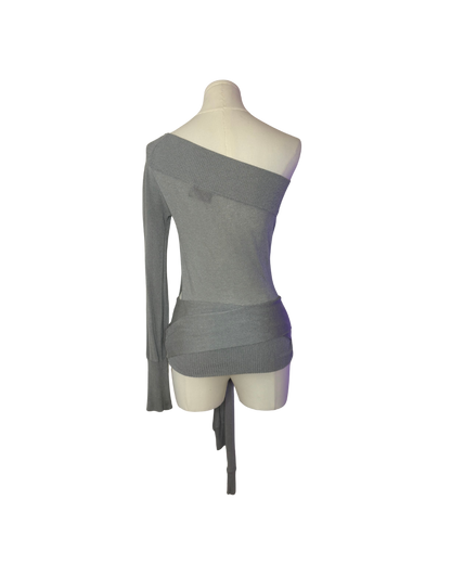 Dolce & Gabbana Grey One Shoulder Wrap Top