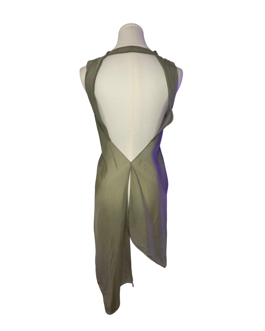 Rick Owens Green Asymmetrical Semi-Sheer Top