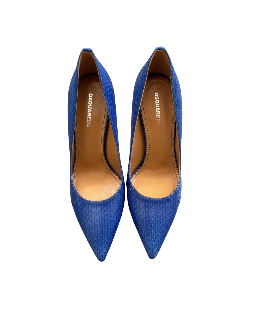 Dsquared² Blue Python Leather Heels