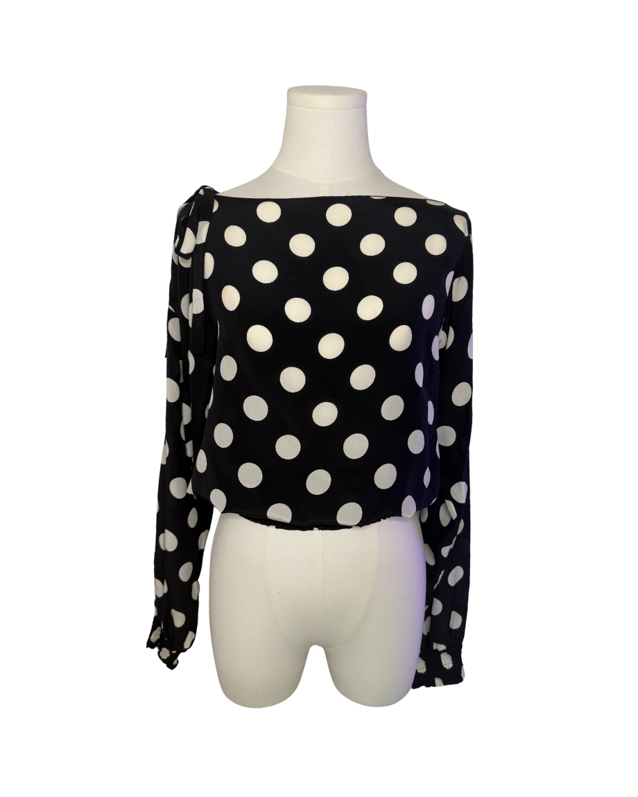 Dolce & Gabbana Black Polka Dot Long Sleeve Top