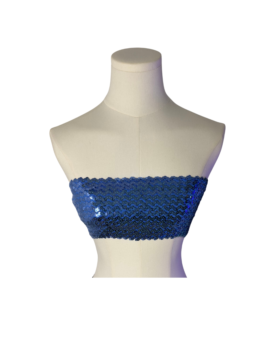 Dolce & Gabbana Blue Sequin Skinny Tube Top