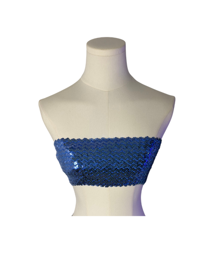 Dolce & Gabbana Blue Sequin Skinny Tube Top