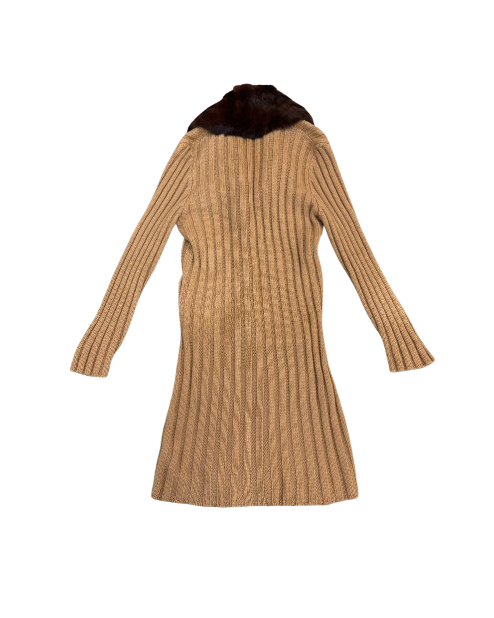 Dolce & Gabbana Long Knit Cardigan with Fur Collar