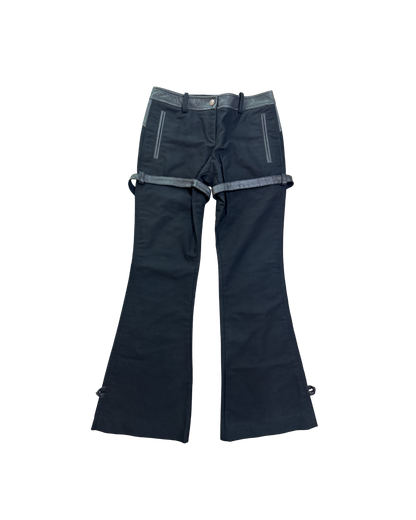 Versace Black Leather Detailed Trouser Pants