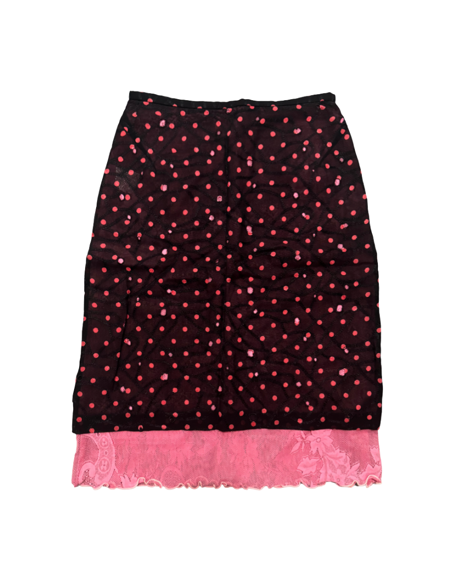 Christian Lacroix Mesh Pink Polka Dot Skirt