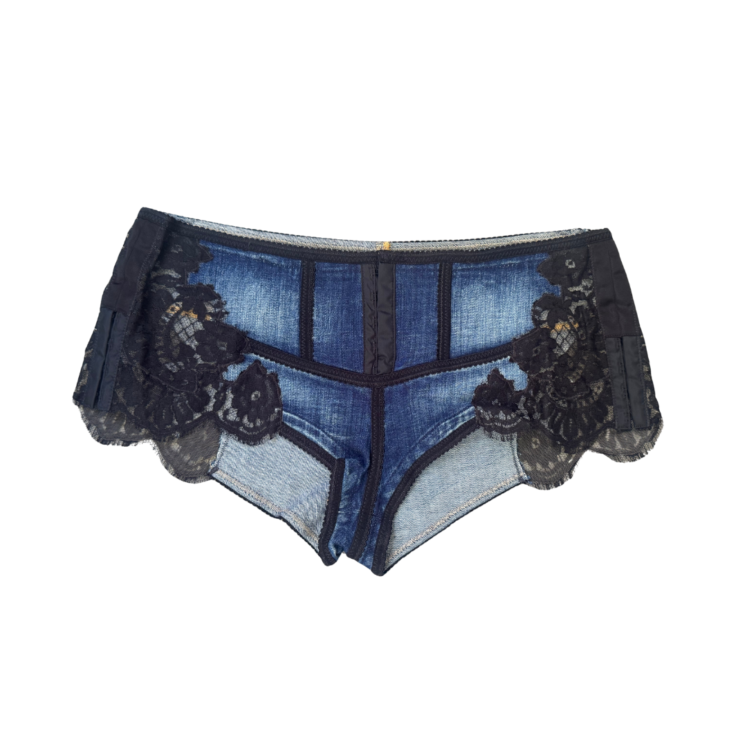Dsquared² Denim Lace Micro Mini Shorts