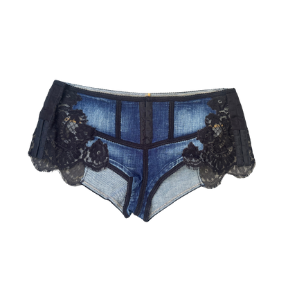 Dsquared² Denim Lace Micro Mini Shorts