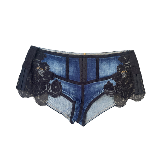 Dsquared² Denim Lace Micro Mini Shorts