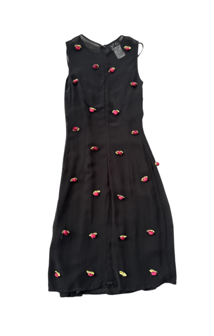 Dolce & Gabbana Sheer Black Rose Midi Dress