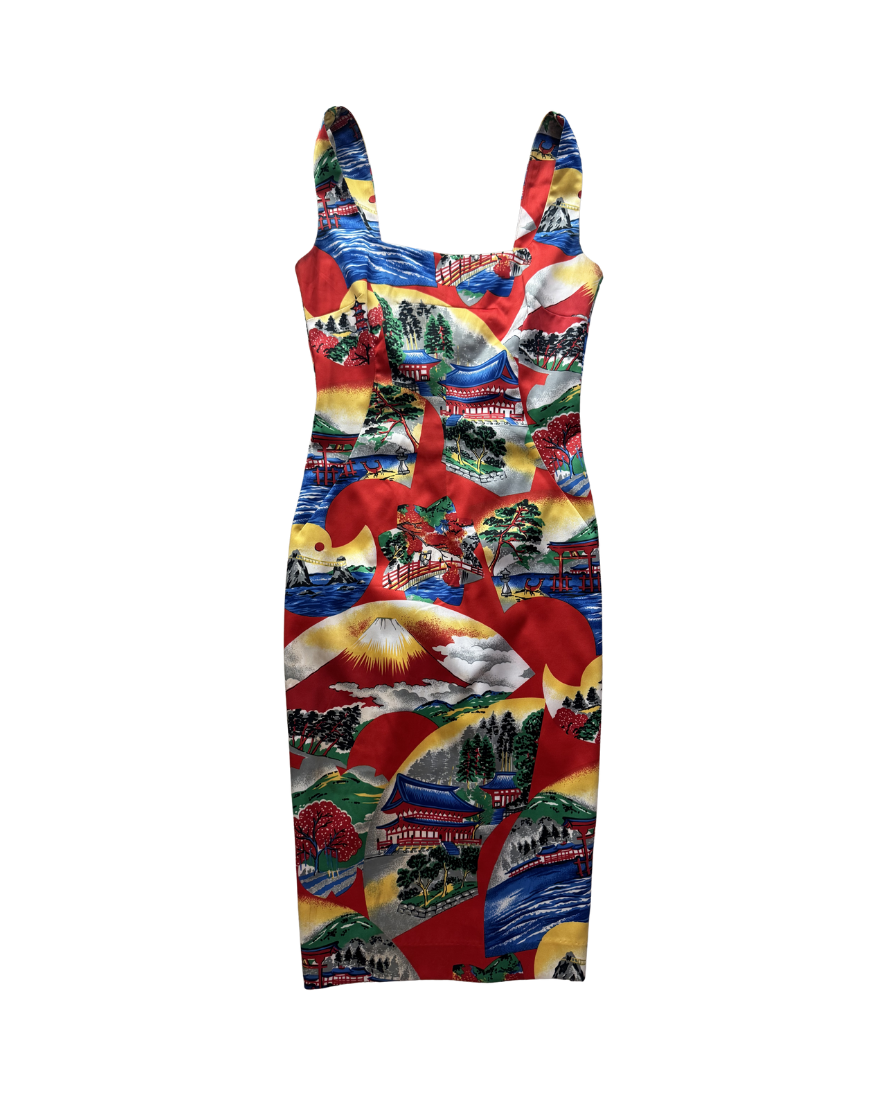 Dolce & Gabbana Japanese Post Card Midi Dress