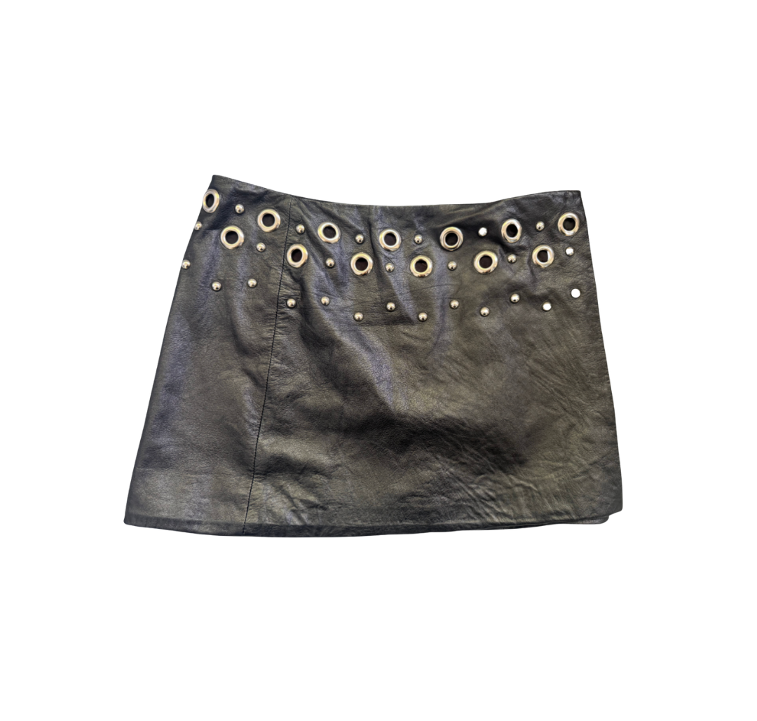 Dolce & Gabbana Leather Grommet Mini Skirt