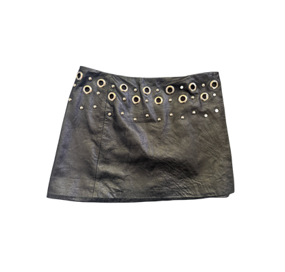 Dolce & Gabbana Leather Grommet Mini Skirt