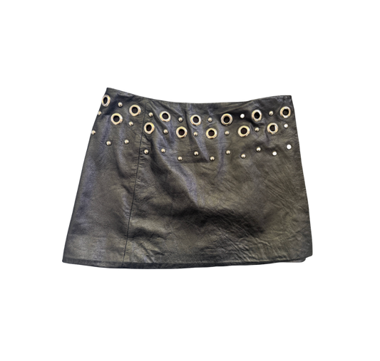 Dolce & Gabbana Leather Grommet Mini Skirt