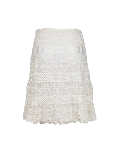 Valentino White Crochet Midi Skirt