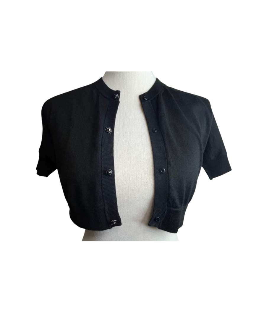 Dolce & Gabbana Black Cropped Short Sleeve Cardigan