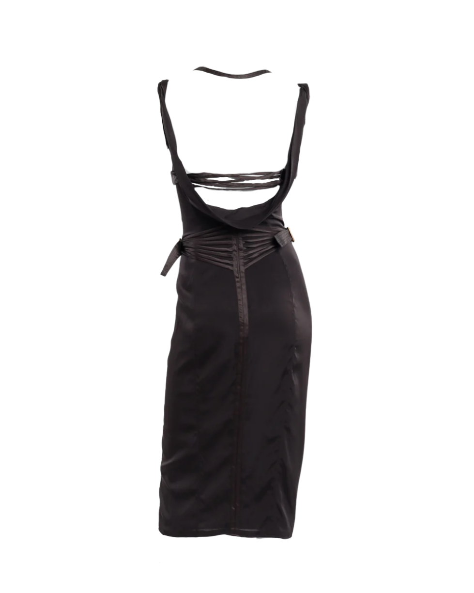 Gucci by Tom Ford Chocolate Brown Silk Corset Dress