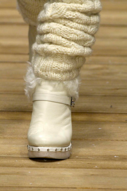 Dolce & Gabbana Cream Leather Mouton Boots