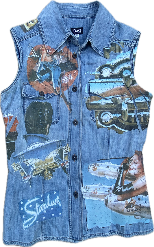 Dolce & Gabbana Denim Printed Vest