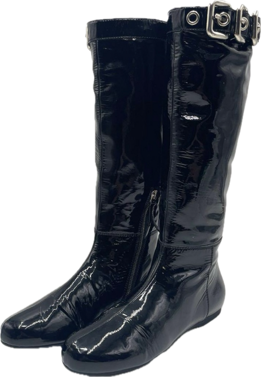 Miu Miu Patent Leather Buckle Boots