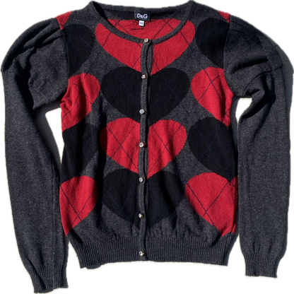 Dolce & Gabbana Plaid Heart Cardigan
