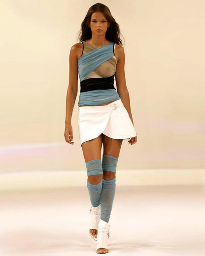 Plein Sud White Leather Open Toe Thigh High Boots
