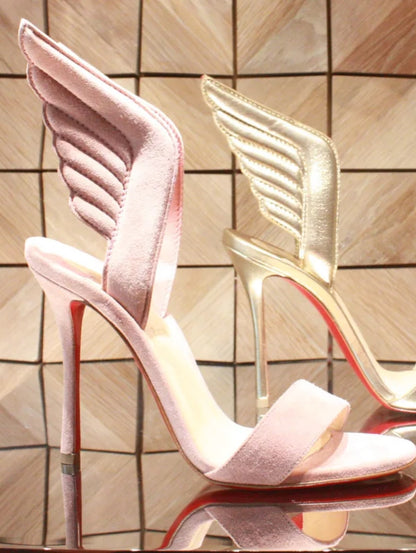 Christian Louboutin Leopard Glitter Gold Winged Heels