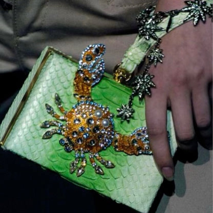 Dsquared² Gold Python Mini Clutch Wristlet Bag