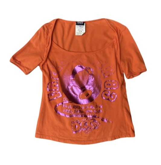 Dolce & Gabbana “D&G Radio” Pink Foiled Top