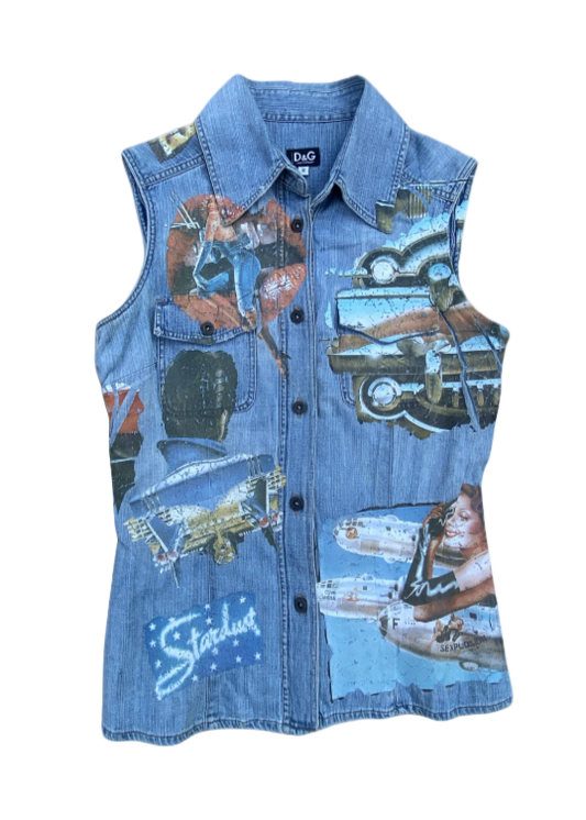Dolce & Gabbana Denim Printed Vest