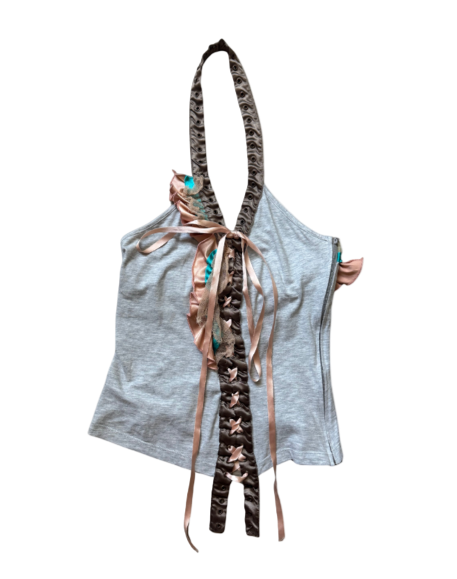 Dolce & Gabbana Lace Up Ruffle Halter Top