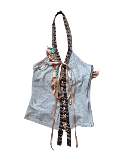 Dolce & Gabbana Lace Up Ruffle Halter Top