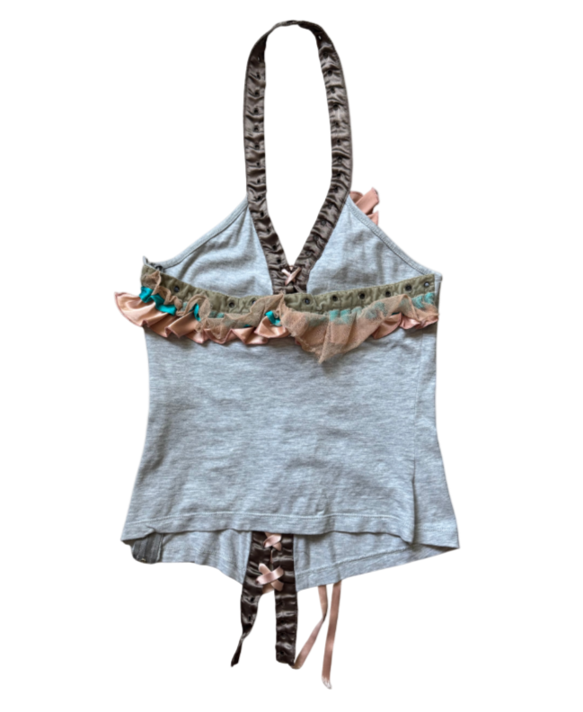 Dolce & Gabbana Lace Up Ruffle Halter Top