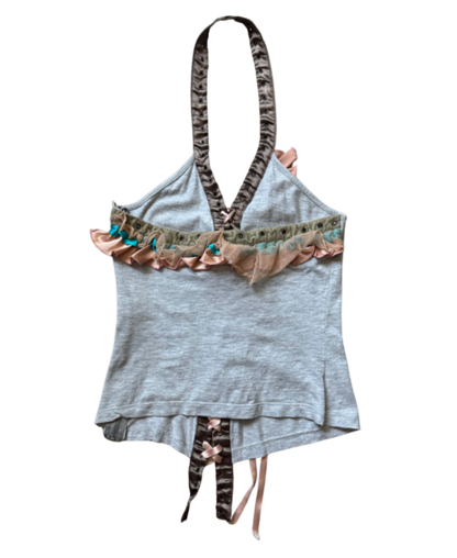 Dolce & Gabbana Lace Up Ruffle Halter Top