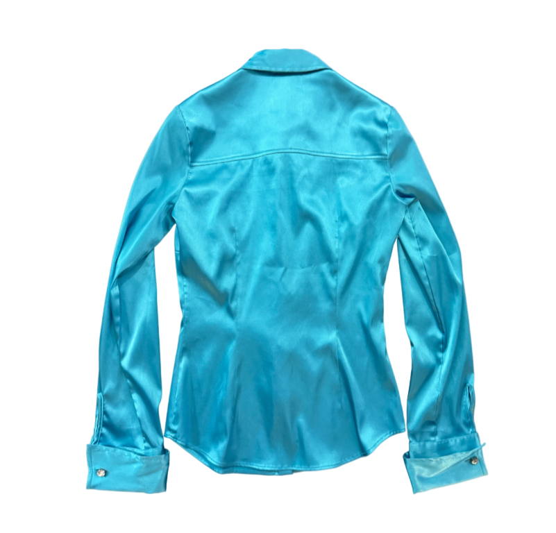 Dolce & Gabbana Blue Silk Button-Up Top