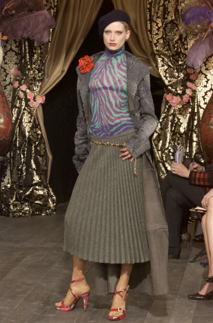 Dolce & Gabbana Sheer Purple/Green Zebra Button-Up