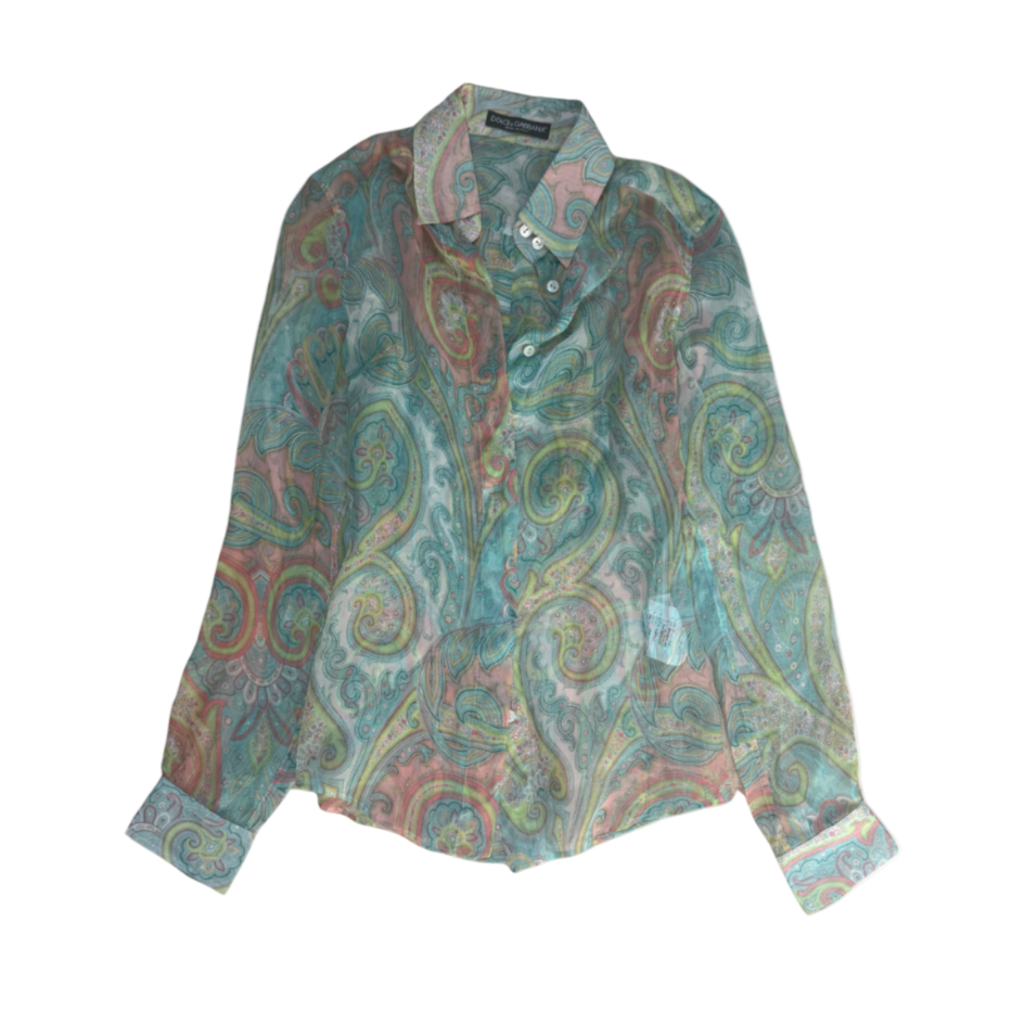 Dolce & Gabbana Sheer Paisley Button-Up