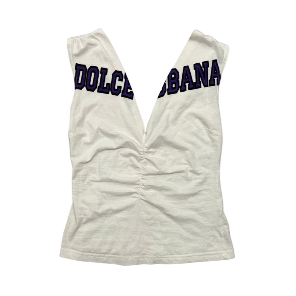 Dolce & Gabbana White/Purple Logo Top