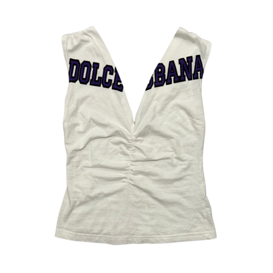 Dolce & Gabbana White/Purple Logo Top