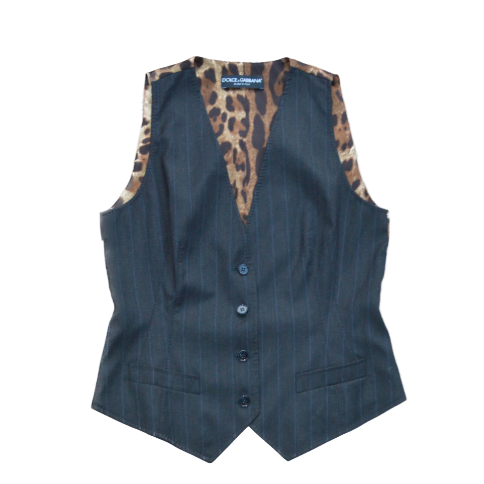 Dolce & Gabbana Pinstripe/Leopard Vest