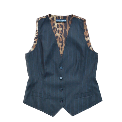 Dolce & Gabbana Pinstripe/Leopard Vest