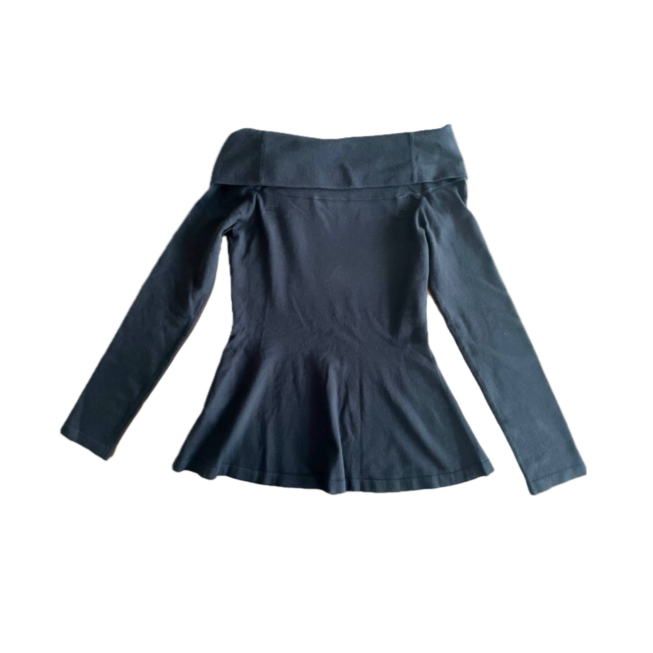 Blumarine Off-the-Shoulder Rhinestone Bow Top