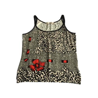 Blumarine Leopard Lace Ribbon Printed Cami Top