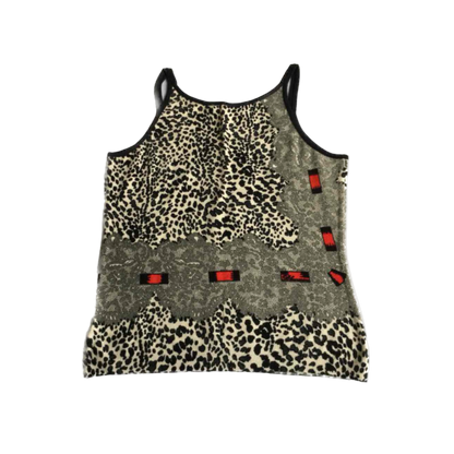 Blumarine Leopard Lace Ribbon Printed Cami Top