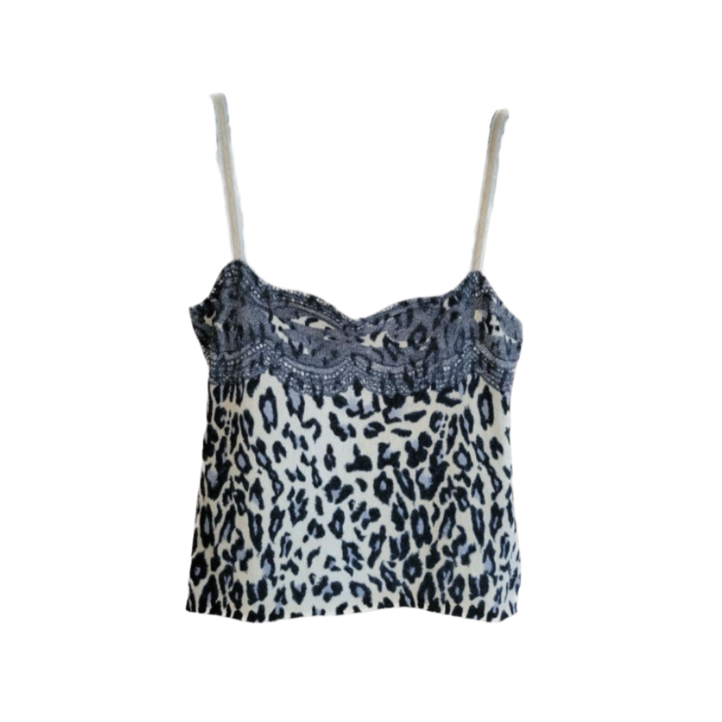 Anna Molinari by Blumarine Leopard Lace Printed Top