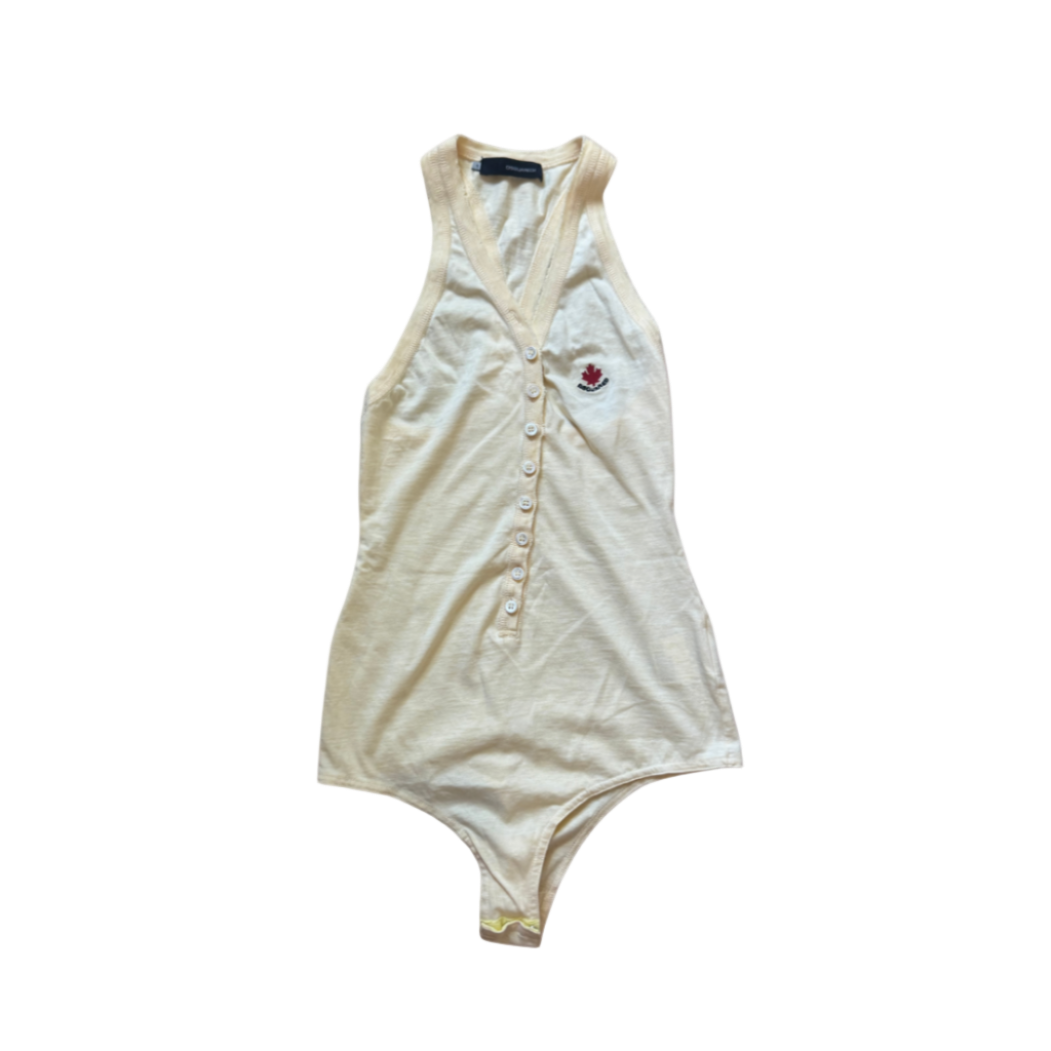 Dsquared² Pale Yellow Bodysuit Tank Top
