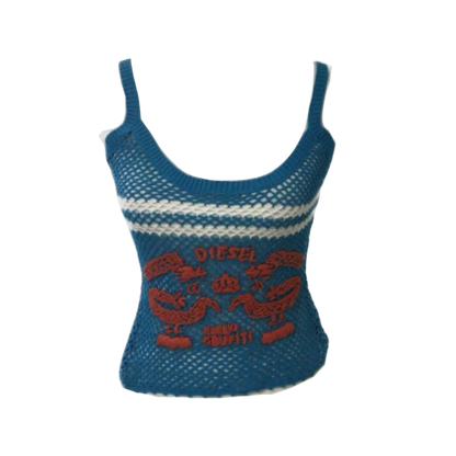 Diesel Blue Fishnet Tank Top