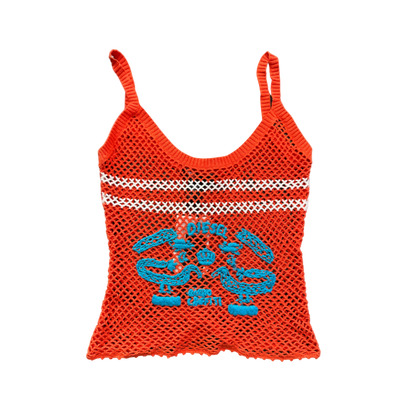Diesel Orange Fishnet Tank Top