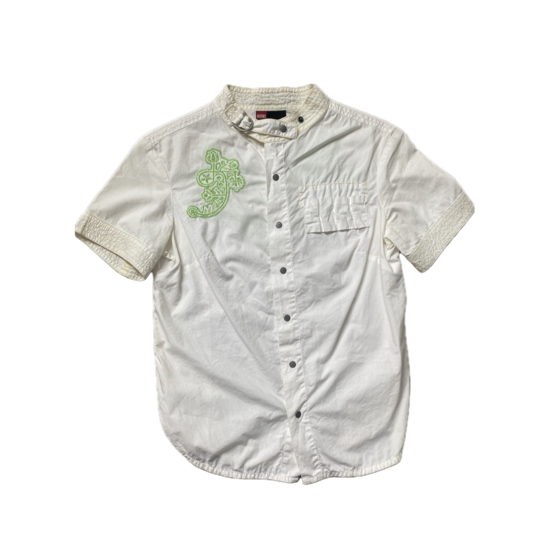 Diesel White Embroidered Buckle Top